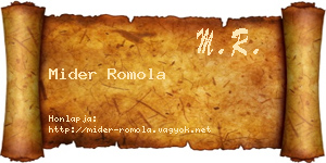 Mider Romola névjegykártya